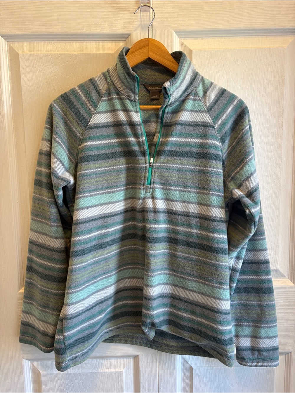 Women’s Eddie Bauer Striped Quarter-Zip Fleece Pullover - Mint & Gray